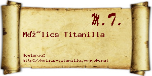 Málics Titanilla névjegykártya